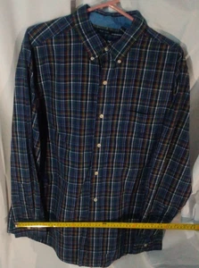 Herren Chaps Easy Care Langarm Button Down Hemd, dunkelblau/grün, Hemd XL - Bild 1 von 6