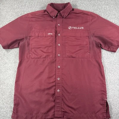 Game Guard Shirt Mens M Maroon 1023 Microfiber Short Sleeve Button Down *Logo* - Image 1 of 4