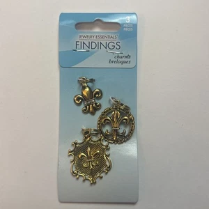 Fleur De Lis Charm Jewelry Findings 3 Pieces Jewelry Essentials - Picture 1 of 8