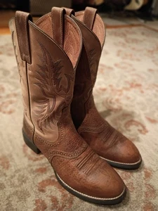 ARIAT STOCKMAN BRAUN & HELLBRAUN LEDER RUNDE ZEHE RANCHER COWBOY STIEFEL #34912 HERREN 9D - Bild 1 von 12