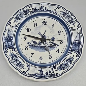 Orologio da parete Delft Blue Holland piatto mulino a vento olandese AG FG corona marchio testato vintage - Foto 1 di 8