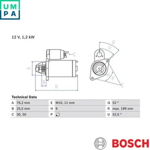 STARTER 0 986 020 890 FOR BMW 1/E8/Convertible/E88/E87/X/E84/3/E9 5/E60/Z4 X1 - Picture 1 of 6