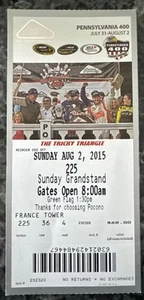 NASCAR Pocono Raceway Full Unused Season Ticket 08/02/15 - Imagen 1 de 2