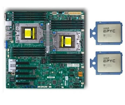 2x AMD EPYC 7551 64-Core CPUs + Supermicro H11DSi rev1.0 E-ATX Motherboard - Image 1 of 3