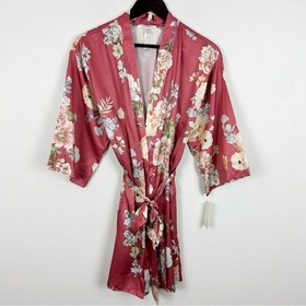 Flora Nikrooz Womens Arisa Sexy Sleepwear Kimono Robe Rosewater Size XS/S