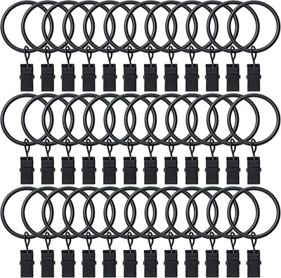 Paquete de 36 anillos de cortina con clips, diámetro de 1,26 pulgadas, se adapta a varilla de hasta 1 pulgada Foto 1 de 4