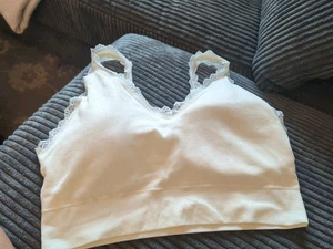 Bralette Maurices Mujer Verdadero Elástico Correa Sin Costuras Marfil XL NUEVO SIN ETIQUETAS - Imagen 1 de 3