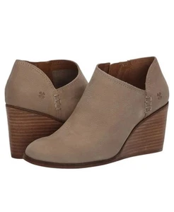 Lucky Brand Women's Tan Cream Zemlin Wedge Bootie Ankle Boot Size 9.5 NWOB - Picture 1 of 11