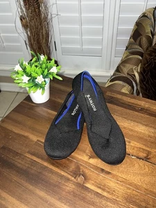 Rothy's Round Toe Black Leopard Flats Size 8 Rothy - Picture 1 of 6