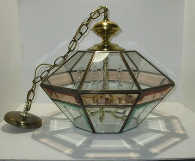 Candelabro flotante Fredrick Ramond 1985 vidrio biselado 5 luces firmado Foto 1 de 4