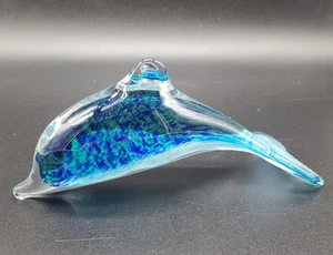 Wedgwood Glass Blue And Green Speckled Dolphin - Picture 1 of 10