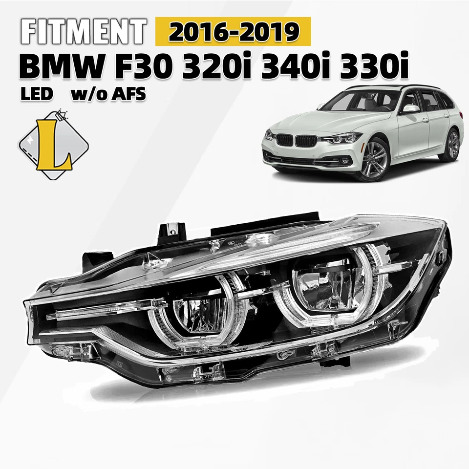 LED Headlight w/o AFS For 2016-2019 BMW 3 Series F30 320i 340i 330i Left Driver - Imagem 1 de 4