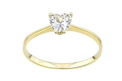 9ct Yellow Gold Heart Solitaire Engagement Ring CZ Stone by Citerna - Image 1 of 4