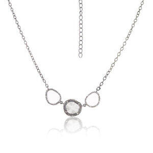Pave Diamond Polki Necklace Black Rhodium 925 Sterling Silver Pave Jewelry Women