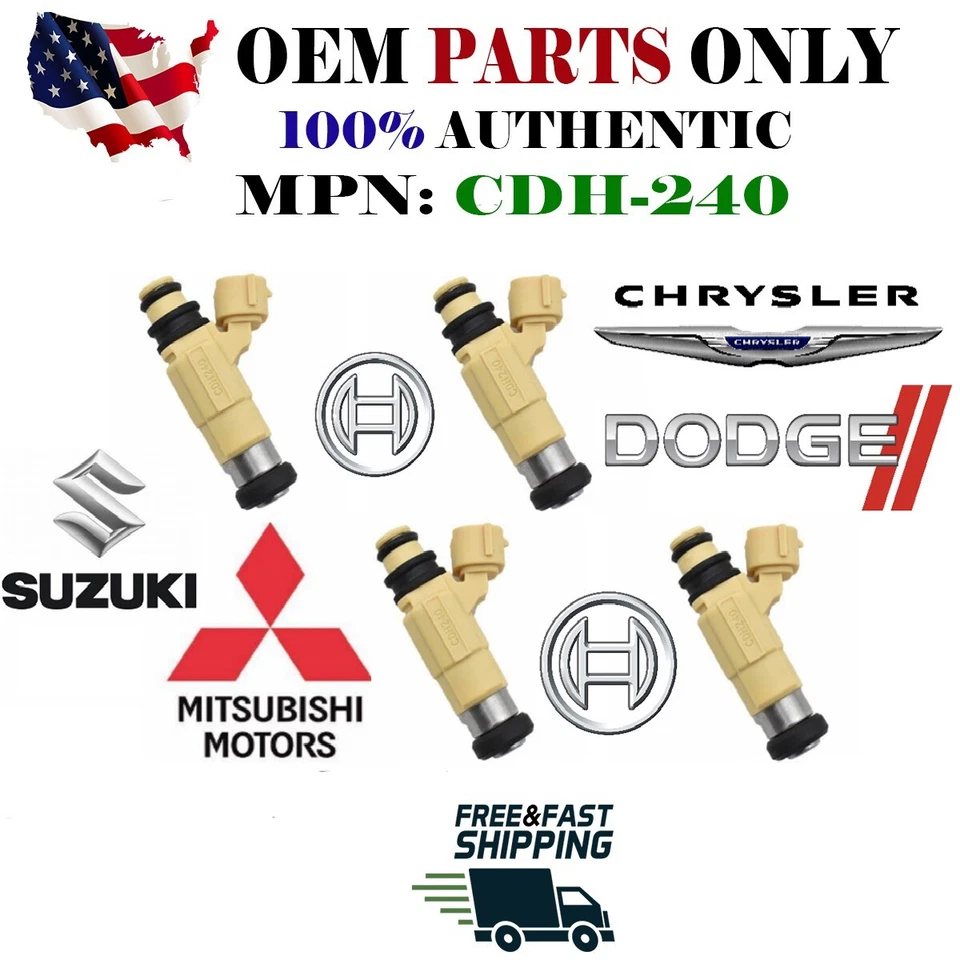 Inyector de combustible Nikki 4 piezas OEM NUEVO para Chrysler Sebring 2001-2005 2,4 L I4 Foto 1 de 4