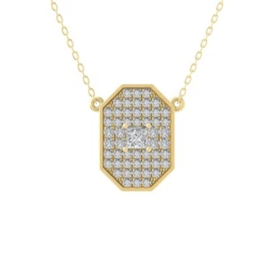 Natural Diamond 10K Yellow Gold Fashion Pendant Necklace 18" Silver Chain 2.11gm - Picture 1 of 5