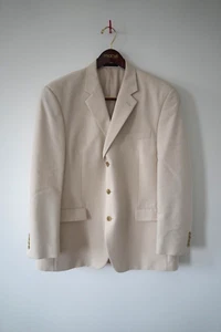 CHAPS Man Suit Jacket Cream Beige 3 Button Collared Classy Old Money 44R XL - Picture 1 of 8