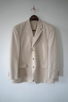 CHAPS Man Suit Jacket Cream Beige 3 Button Collared Classy Old Money 44R XL - Image 1 of 4