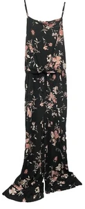 Maurices Jumpsuit Strampler XL schwarz rosa Blumen Wickel ärmellos Stretch weites Bein - Bild 1 von 8