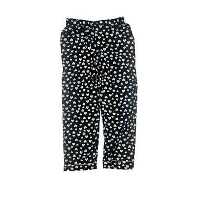 Tabitha Webb Black White Hearts Satin Pajama Pants Size Small - Image 1 of 4