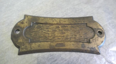 Antiqued Brass Deco Cabinet Dresser Sideboard Drawer Escutcheon Backplate 3.5" Cover