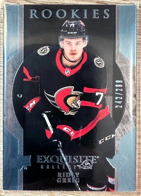 2023-24 UPPER DECK ICE RIDLY GREIG EXQUISITE COLLECTION PLATINUM BLUE RC/299#R11 - Image 1 of 2