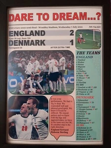 England 2 Dänemark 1 - Euro 2020 Halbfinale - 2021 - gerahmter Druck - Bild 1 von 2