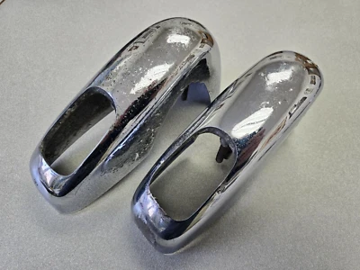 PAR DE AMORTIGUADORES PARACHOQUES TRASEROS CROMADOS ORIGINALES USADOS PORSCHE 356B 356C 356SC #26 Foto 1 de 4