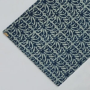 Indischer Baumwoll Hand Blockdruck Stoff blau schöner Bastelstoff zum Basteln - Bild 1 von 7