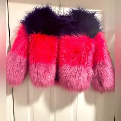 DVF x Rockets of Awesome Girls Colorblock Faux Fur Jacket Size 7 - Image 1 of 4