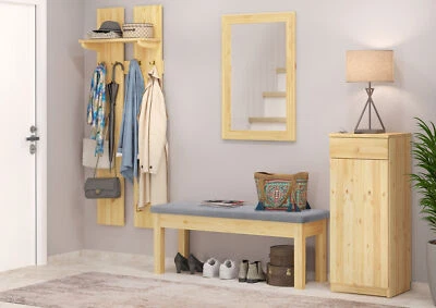 Sitzbank Küchenbank Kiefer natur massiv Holzbank Polsterbank 120x40 grau - Bild 1 von 4