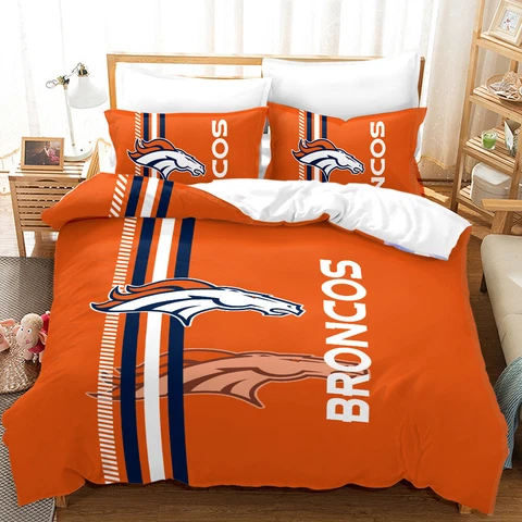 Denver Broncos  Football Bedding Sets 3 Pieces Soft Quilt Cover Pillowcases Cover