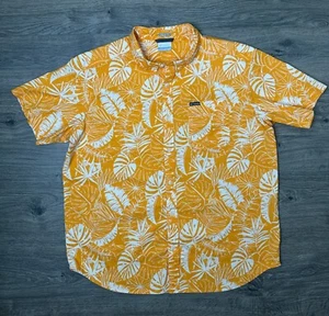 Columbia Hawaiian Button Up Shirt Mens X Large Floral Aloha Beach Orange White - Picture 1 of 6