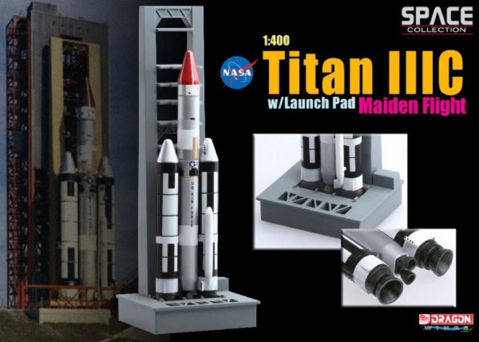 Dragon Space Collection TITAN III C WITH LAUNCH PAD MAIDEN FLIGHT in scala 1/400 - Immagine 1 di 1