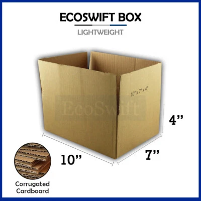 1-Box 10x7x4 EcoSwift Cardboard Packing Moving Shipping Box Corrugated Carton - Image 1 of 4
