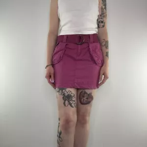 Y2K cargo mini skirt with grommet belt - Picture 1 of 5