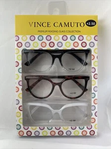 Vince Camuto +2.50 Premium Reading Glass Collection 3 Pack NIB - Picture 1 of 7