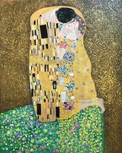 NEW The Kiss Oil Painting, Hand Painted Reproduction Stretched ready to Hang! - Picture 1 of 7
