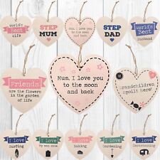 Wooden Heart Shabby Chic Hanging Wall Plaques Friendship Relationship Door Signs