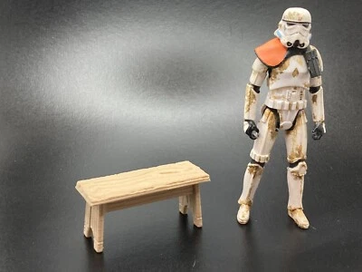 1 BANCO DE MADERA MEDIEVAL PERSONALIZADO PARA DIORAMA FIGURA GI JOE STAR WARS 3.75" (B31) Foto 1 de 3
