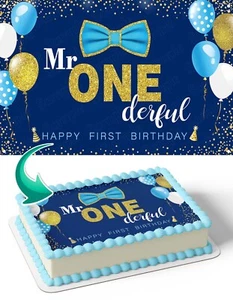 Baby One Year Old Birthday Party 1/4 Sheet Edible Cake Image Frosting Topper - Picture 1 of 1