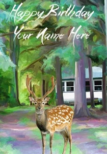 brown rain deer   Occasion Personalised Greeting Card Birthday nan Mum PIDCAT1 - Picture 1 of 1