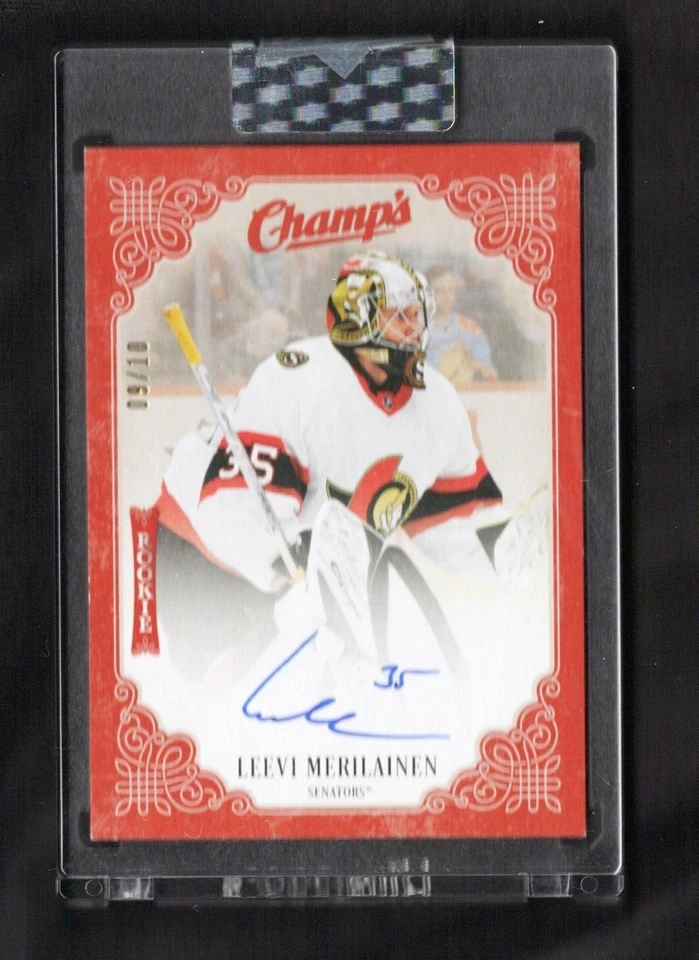2023-24 Upper Deck Clear Cut Champ's Champs Auto Red Rookie Leevi Merilainen /10 - Image 1 of 2