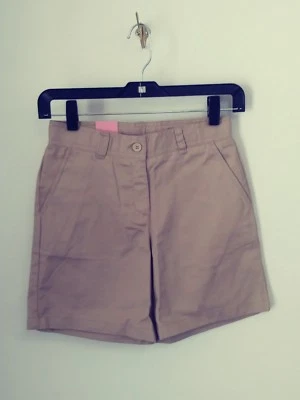 Izod NUEVO Niñas 14 Uniforme Escolar Delgado Bermudas Elastizadas Caqui Tostado Pantalones Cortos Nuevos con Etiquetas Foto 1 de 4