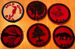 Vintage BSA Lot of 5 Patrol Patches + 2" Mile Swim BSA circle - Picture 1 of 1