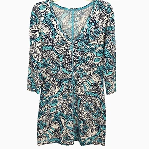Lilly Pulitzer Juliet Dress Size Small Cotton Hippy Hippy Shake Shorely Blue - Picture 1 of 11