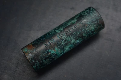 RARO PERSONALIZADO Rollo de cuartos - Pisapapeles Pátina de Latón 4FK Re Playge Microtech Foto 1 de 4