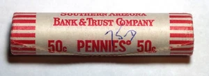1975 D Lincoln Cent Gem BU OBW - Original Bank Wrapped 50 -Red Coins roll - Picture 1 of 2
