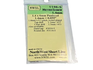NWSL 1146-5 Metric Screws 1.4mm  1.4x6mm Panhead - Pack of 8 - Picture 1 of 3