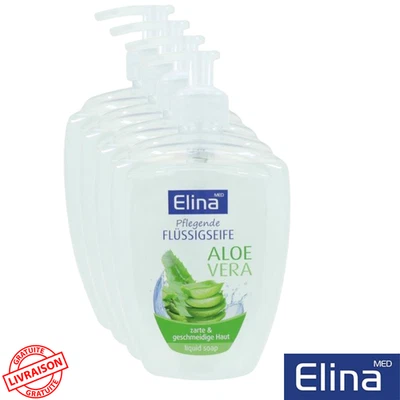 Pack de 4 Flacons de Savon Liquide pour les Mains à l’Aloe Vera Elina Med 500 mL - Photo 1/4